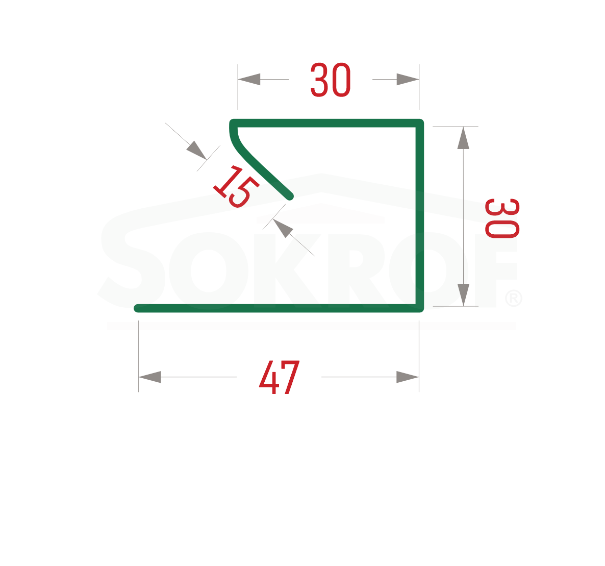 Планка завершающая П-образная (блок-хаус) PRINT Античный Дуб 3D 0,5 47*30*30*15*3000